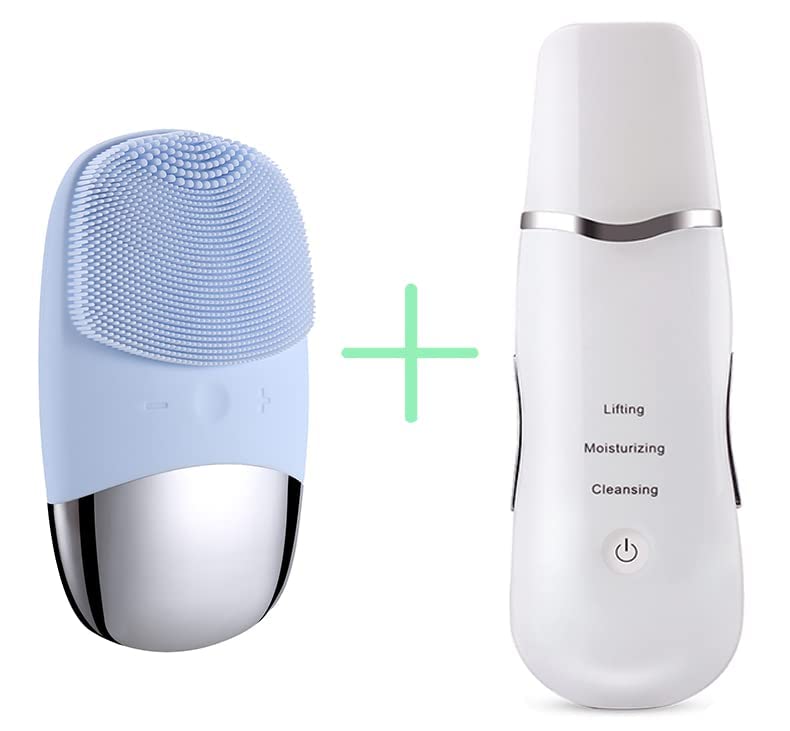 Rechargeable Ultrasonic Facial Skin Scrubber White 20cm - Sanosa UAE