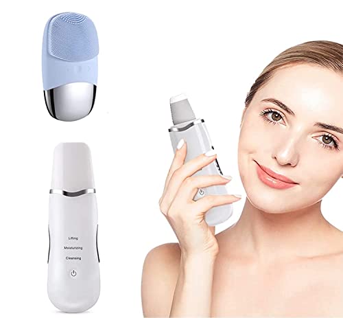 Rechargeable Ultrasonic Facial Skin Scrubber White 20cm - Sanosa UAE