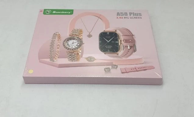 A58 Smart Watch 5 in 1 Combo Notifications Watch With Jewelry Set